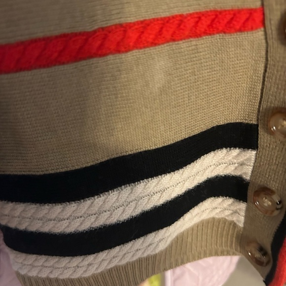 VERY GOOD CONDITION: BURBERRY Baby Icon Striped Wool & Cashmere Cardigan 12m - Picture 5 of 5